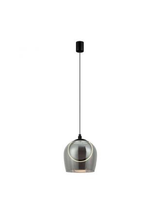 Κρεμαστό Φωτιστικό LED 6W 3000K 639Lm Μαύρο - Smoke Γυαλί