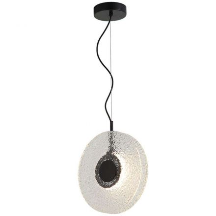 Κρεμαστό Φωτιστικό LED 8W 3000K 781Lm Μαύρο Ματ - Διάφανο Γυαλί
