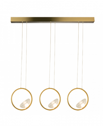 Zambelis Lights Κρεμαστό Φωτιστικό Ράγα LED 3x7W Χρυσό Με Γυαλί