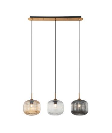 Zambelis Lights Κρεμαστό Φωτιστικό Ράγα LED 3xE27 Μέταλλο/Γυαλί