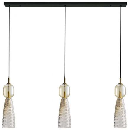 Zambelis Lights Κρεμαστό Τρίφωτο Φωτιστικό LED 3xE14 Μαύρο Ματ-Antique Brass