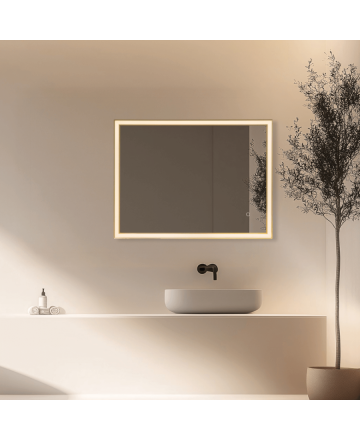 Zambelis Lights Ορθογώνιος Καθρέπτης Με LED Φως 23W Με Διακόπτη Αφής Χρυσό IP44